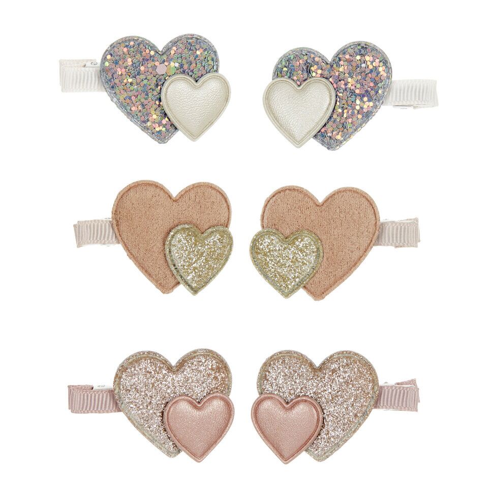 Layered_heart_mini_clips Geschichtete Herzen Mini-Haarclips-Set