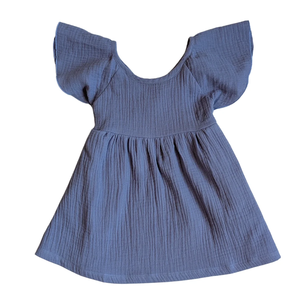 musselinkleid mit flügelärmel 3 Musselinkleid mit Flügelärmel (blau lavendel) – Bild 1