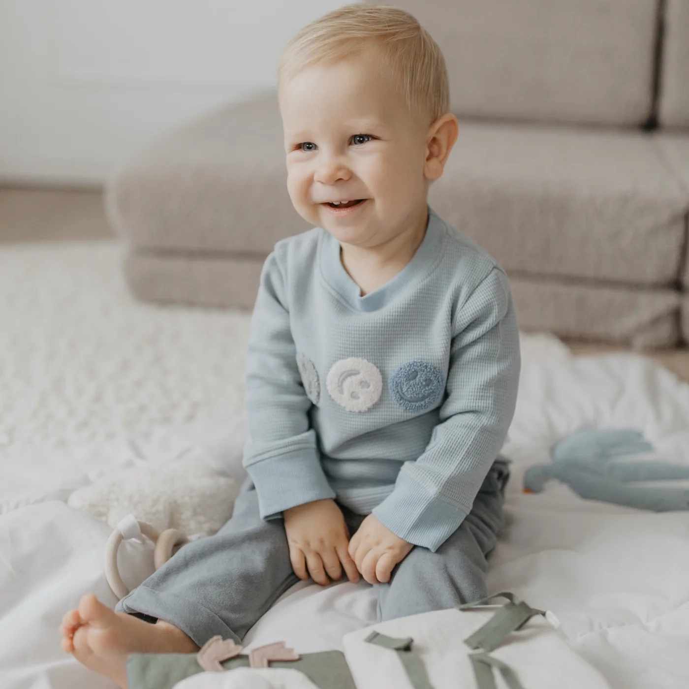 longsleeve_smileys_waffle3 Longsleeve "Smileys" aus Waffle Piqué (clear blue) – Bild 1