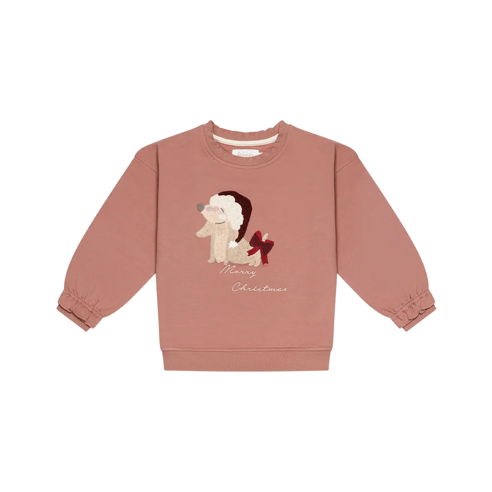 Sweatshirt Dackel christmas hat Oversized Sweatshirt Dackel "Christmas Hat & Bow" – Bild 1