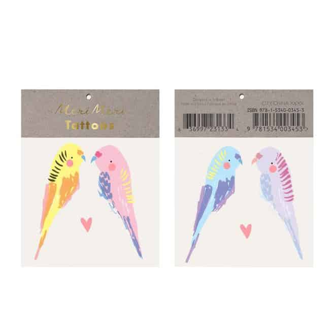 Wellensittich-Tattoos von Meri Meri – Bild 1
