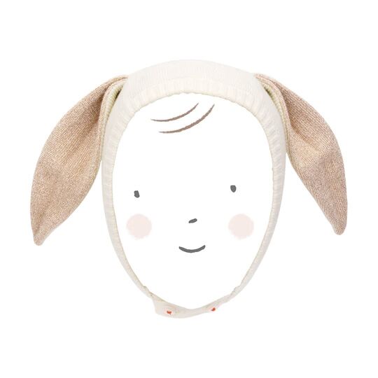 peach_sparkle_bunnie_baby_bonnet Pfirsichfarbene Hasen-Babymütze von Meri Meri – Bild 1
