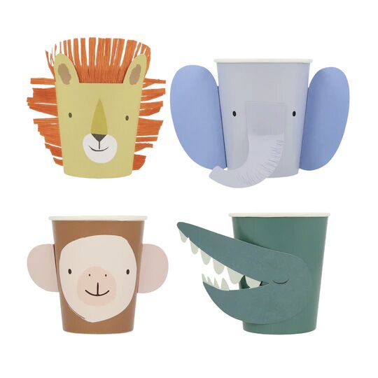 animal_parade_character_cups1 "Tier-Parade" Charakter Pappbecher von Meri Meri – Bild 1