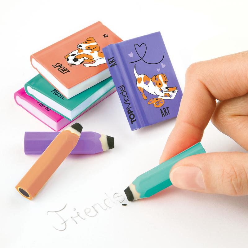 0012443_0012443_12443_4_thumb_big Radierer Set Mini Schulbücher und Stifte "TOPModel" – Bild 1