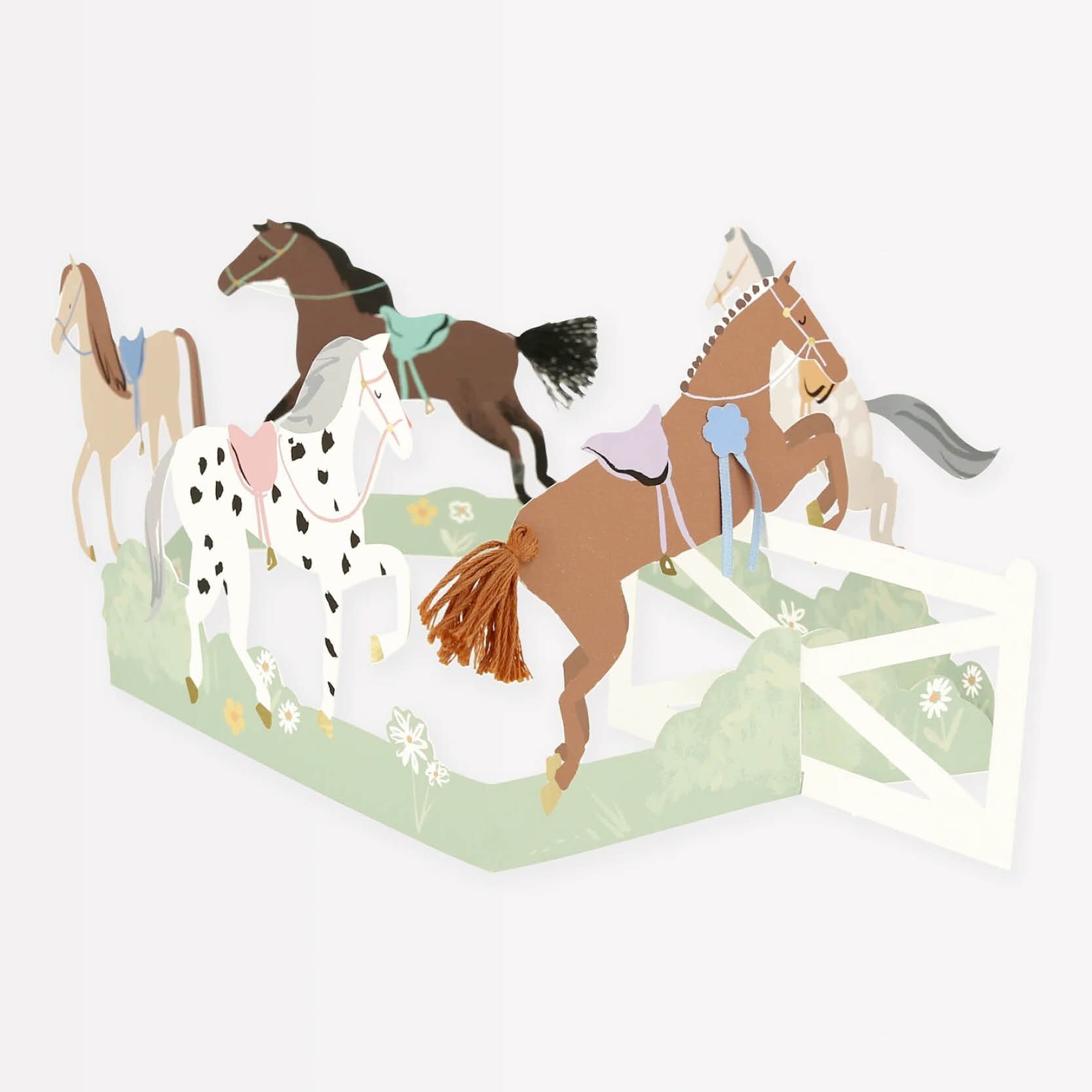 Ziehharmonika Glückwunschkarte "Pferde" von Meri Meri – Bild 1