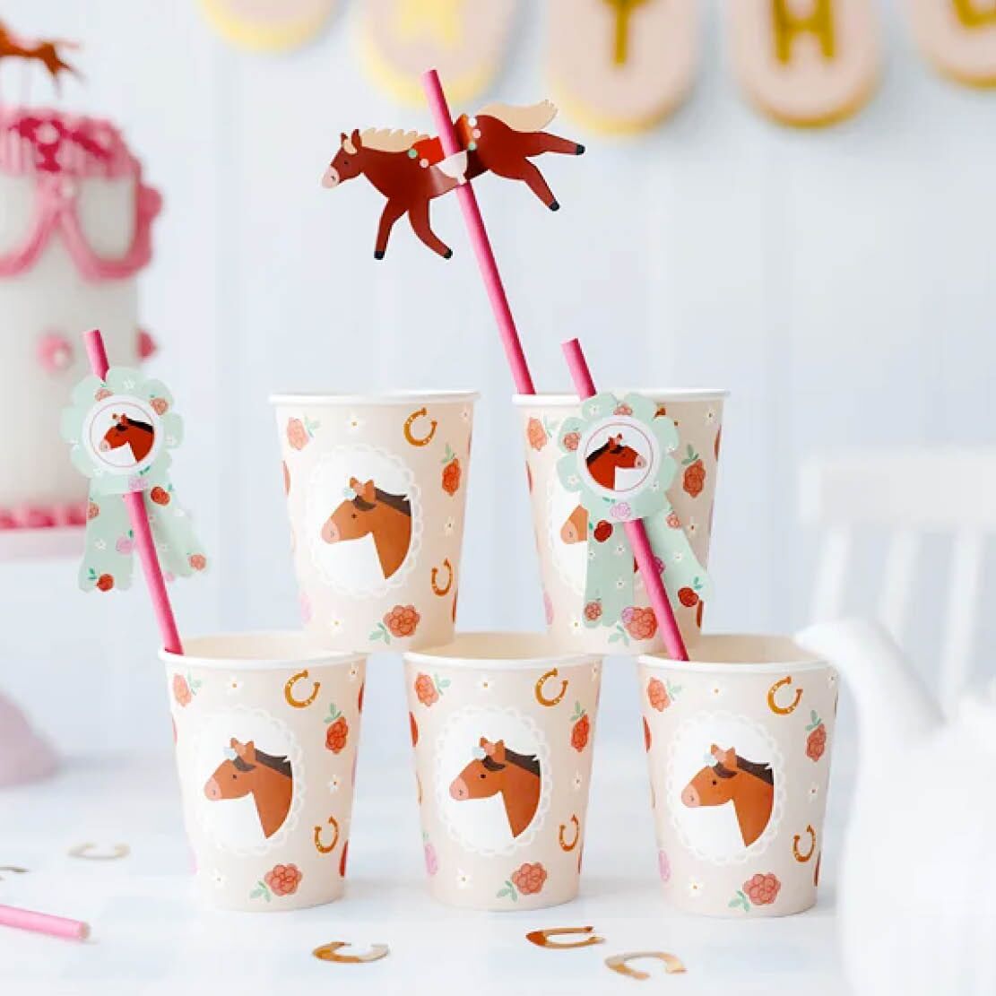 partydeco_einhorn_unicorn_pferde18 Pferde Partybecher – Bild 1