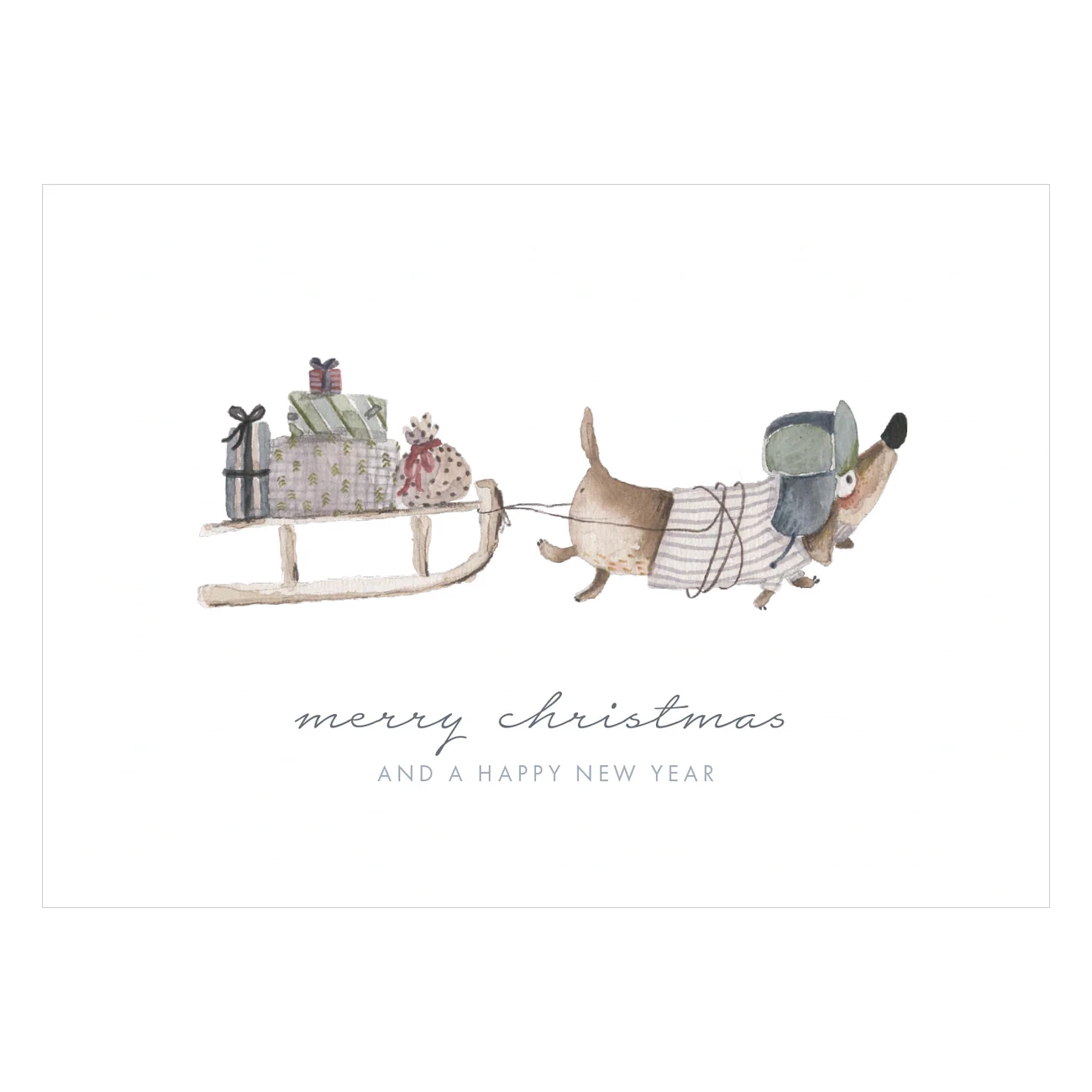Postkarte Dackel Postkarte Dackel mit Schlitten "Merry Christmas" – Bild 1