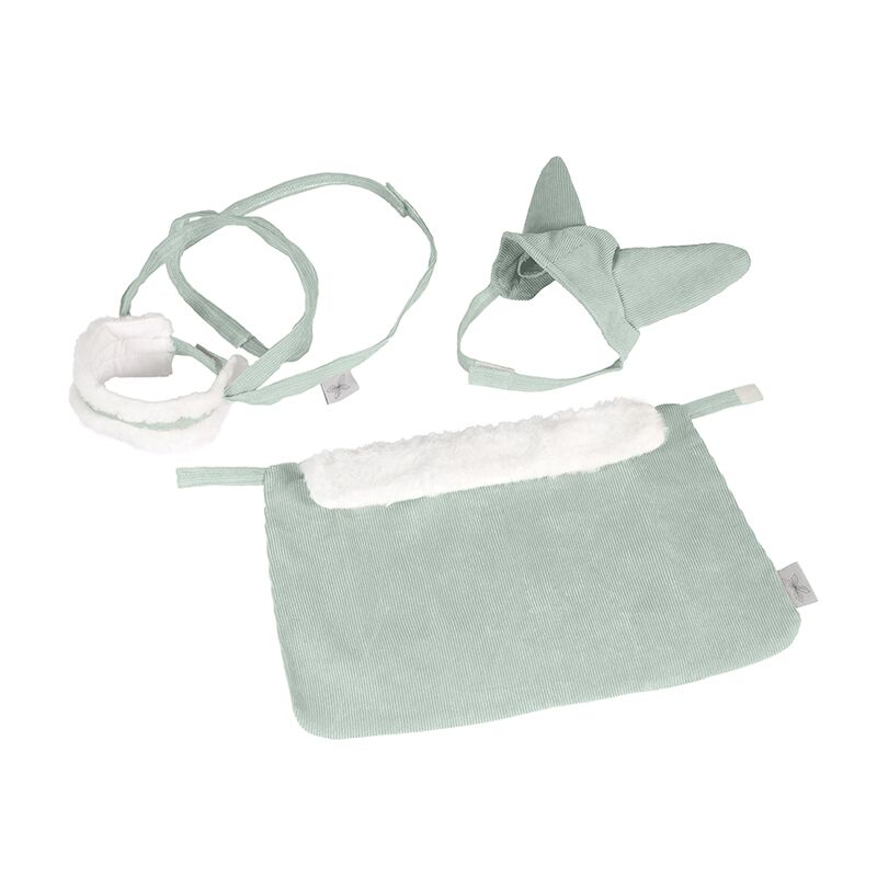 Set "Decke, Halfter & Fliegenhut" für Hobby Horses (grün) – Bild 1