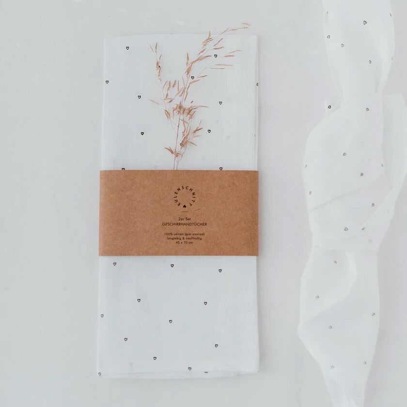 leinen_herzen_2er Geschirrtücher "Herzen" aus Leinen (2er-Set) – Bild 1