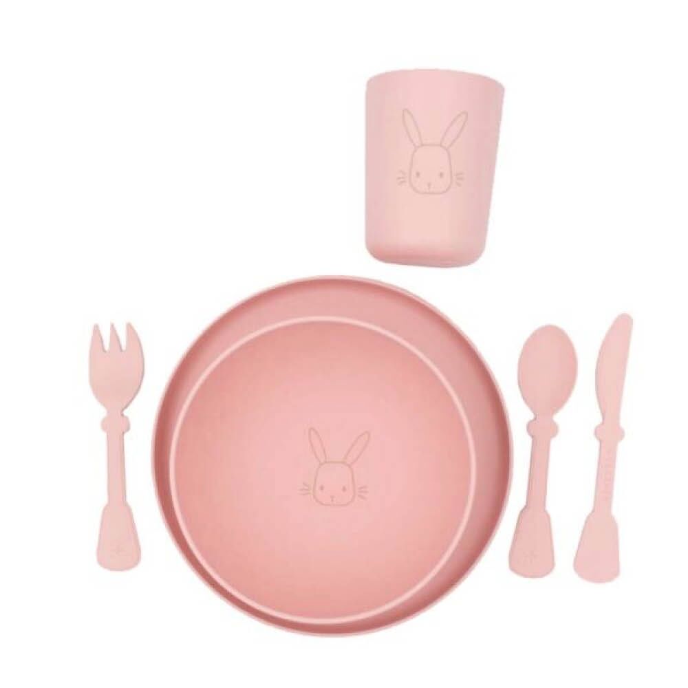 bamboom pappa lunchset rosa1 Geschirr Set Pappa rosa – Bild 1