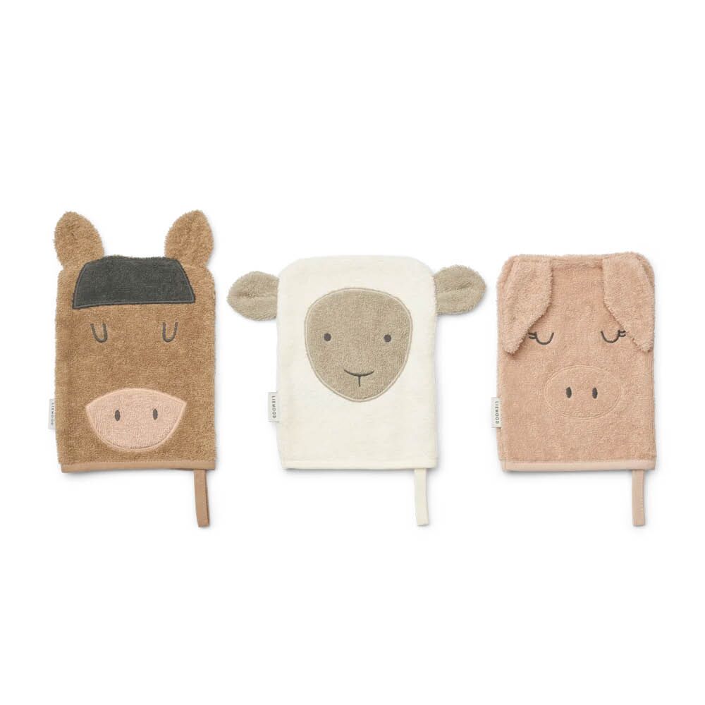 liewood_juni13 Waschlappen "Sylvester Farm" (3er Pack) – Bild 1