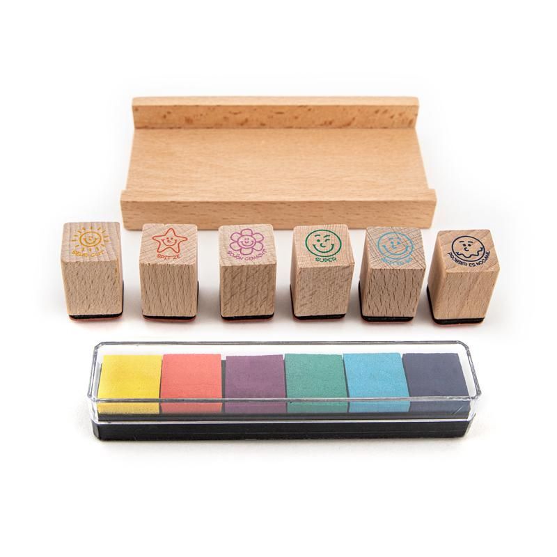 928009_d Lehrer Stempel mit integriertem Stempelkissen aus Holz – Bild 1