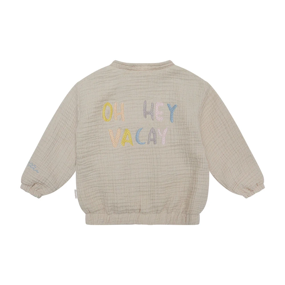 Musselin Jacke oh hey vacay 1 Musselin Jacke "Oh Hey Vacay" – Bild 1