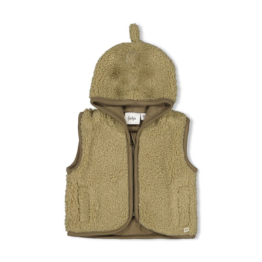 Bouclé Steppweste mit Kapuze - Rawrsome (Grün) – Bild 1