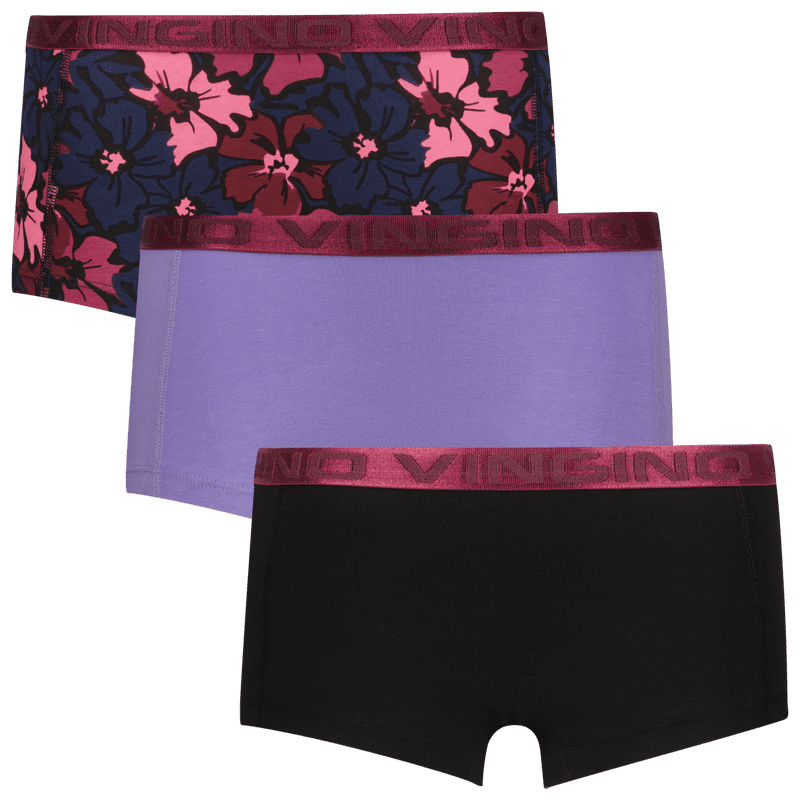 U253KG726022_G245 flower 3-pack_Deep Black_FRONT Girls Boxer G245 Flower von Vingino (Deep Black, 3er Packung) – Bild 1