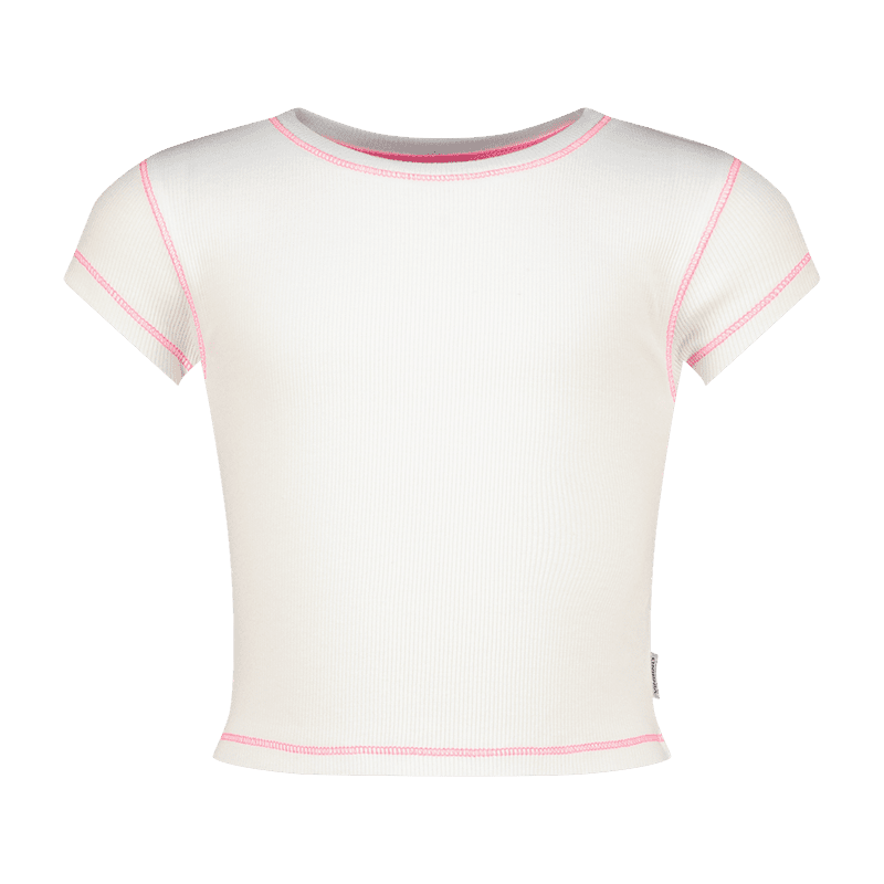 SS26KG300035_Basic-Crop Rib Tee_Real White_FRONT T-Shirt Basic-Crop Rib Tee, Real White von Vingino