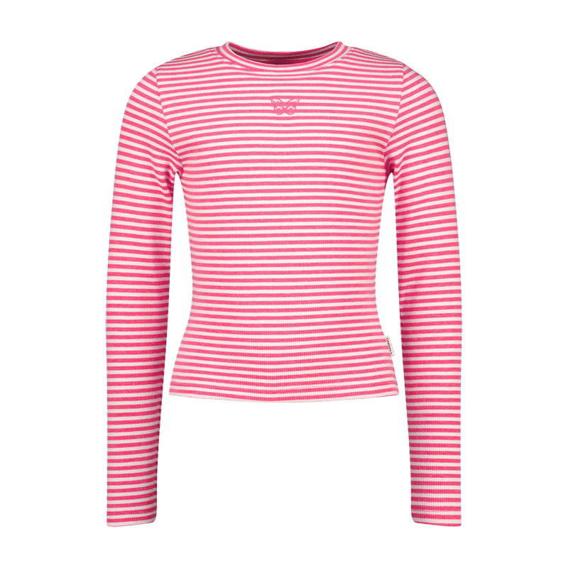 T-Shirt Basic stripe top, Neon Pink von Vingino