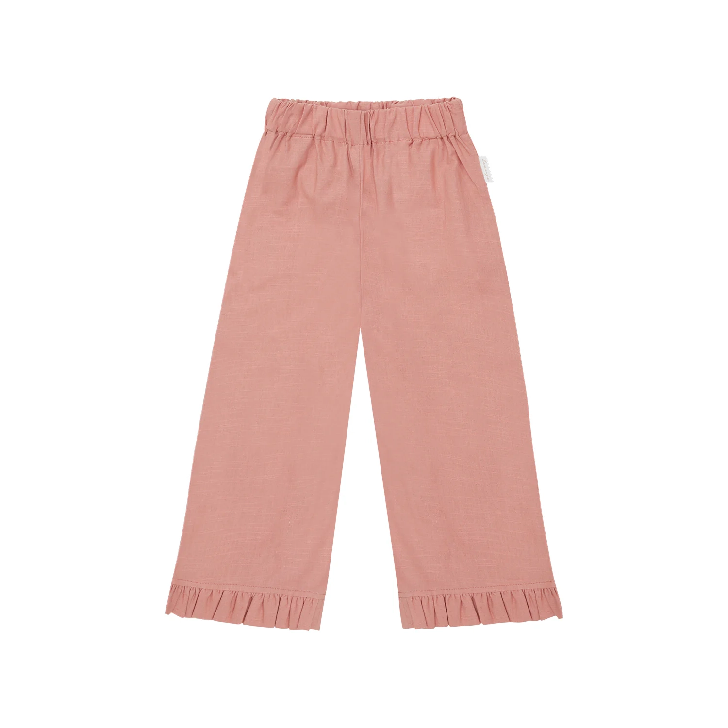 Wide Frill Hem Trousers in Linen Optic Terracotta Weite Hose mit Volantsaum in Leinenoptik "Terracotta"