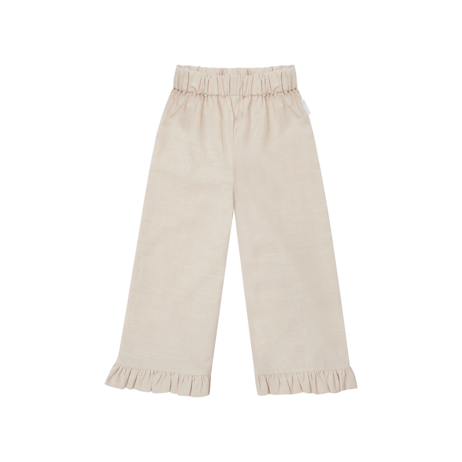 Wide Frill Hem Trousers in Linen Optic cappucino Weite Hose mit Volantsaum in Leinenoptik "Cappucino" – Bild 1