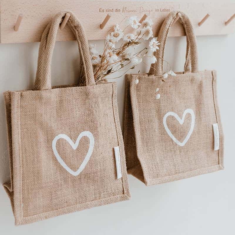 MiniTascheHerz4 Mini-Jutetasche "Herz"