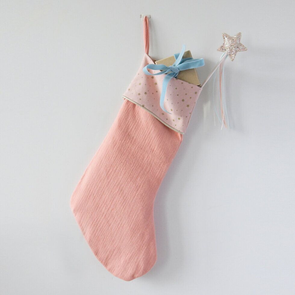 Starry Christmas Stocking Coral 2 Weihnachts-Strumpf mit Sternen-Motiv (Koralle)
