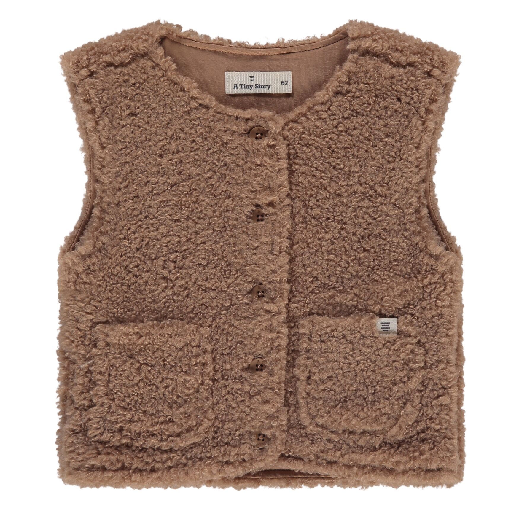 TIN25629441-2007-1018-7 Baby Cardigan Teddy Sleeveless (Cookie) von A Tiny Story