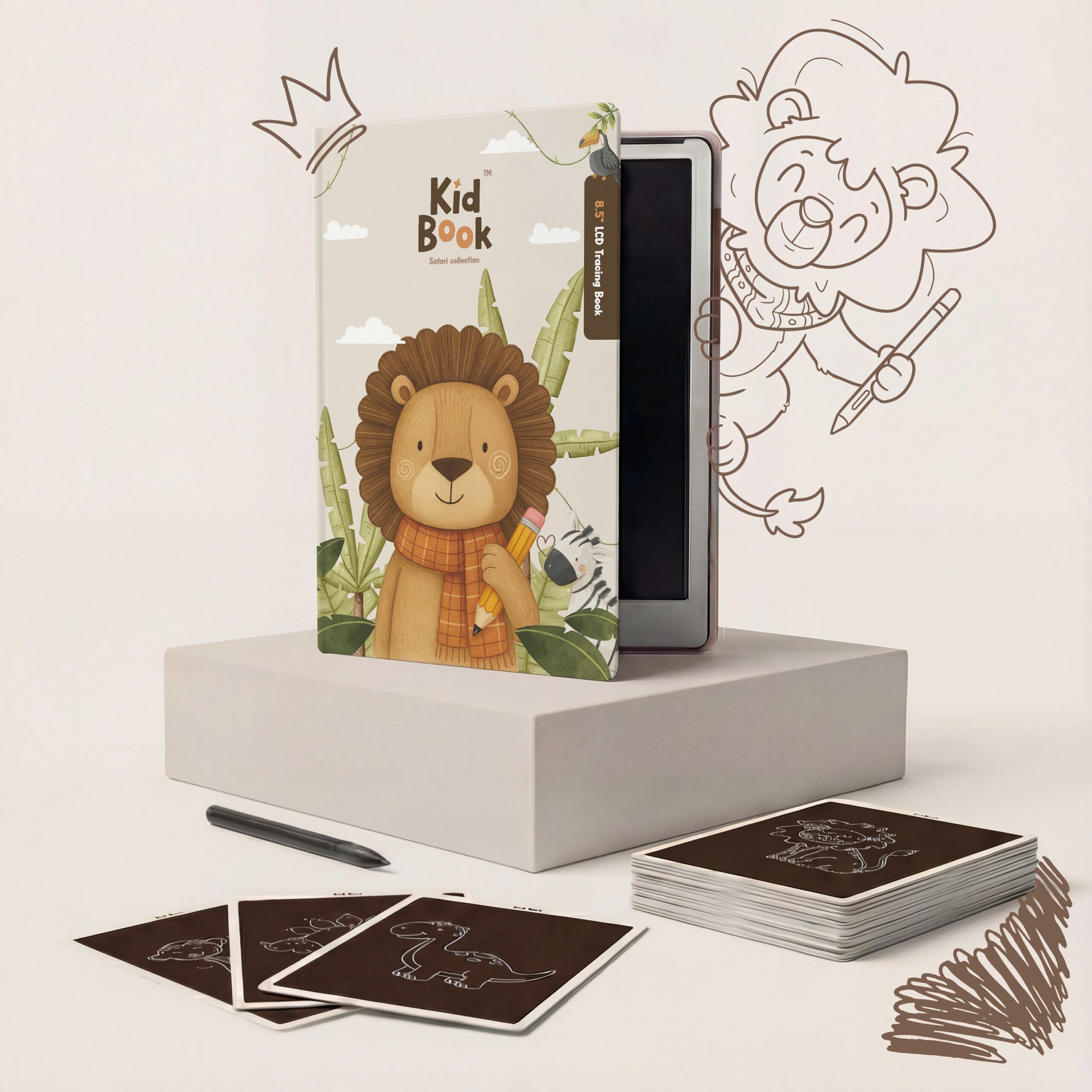 Kidinex KidBook LCD-Zeichentablett mit Arbeitskarten (Safari) Kidinex KidBook LCD-Zeichentablett mit Arbeitskarten (Safari)