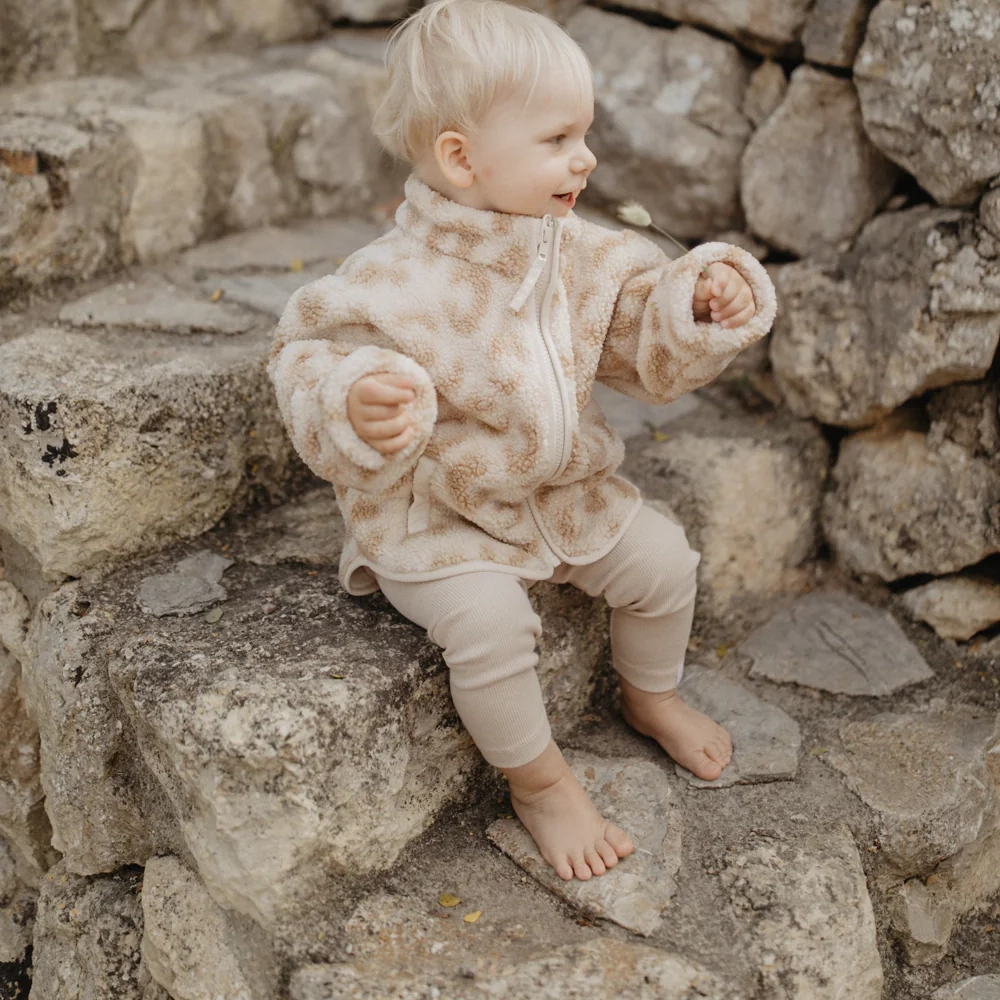 Mini-Me Leopard Print Teddy Jacke für Kinder