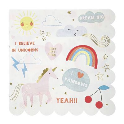 "I Believe In Unicorns"-Servietten (groß) von Meri Meri – Bild 1