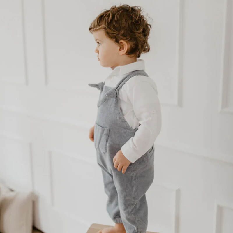 Latzhose aus Cord "Blue" mit Tasche – Bild 1