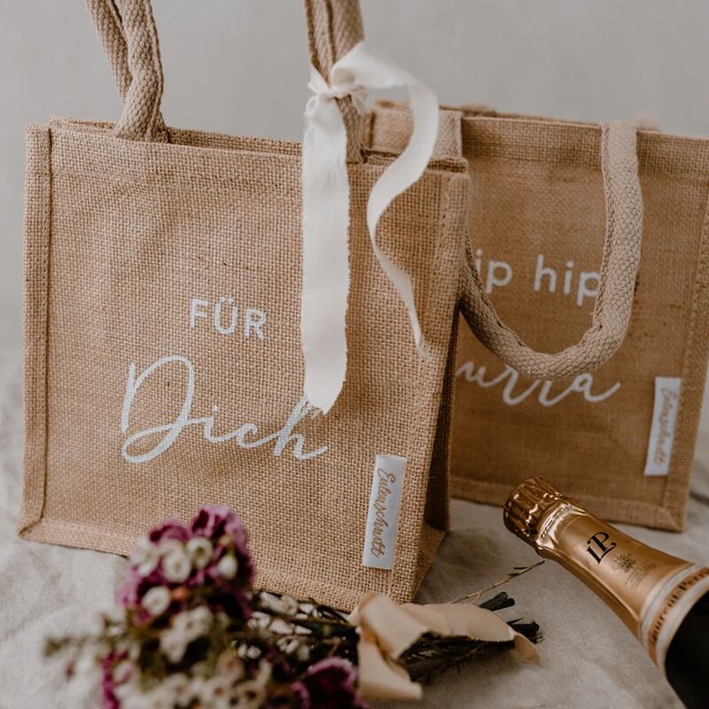 Mini-Jutetasche "Für dich" & "Hip Hip Hurra" – Bild 1