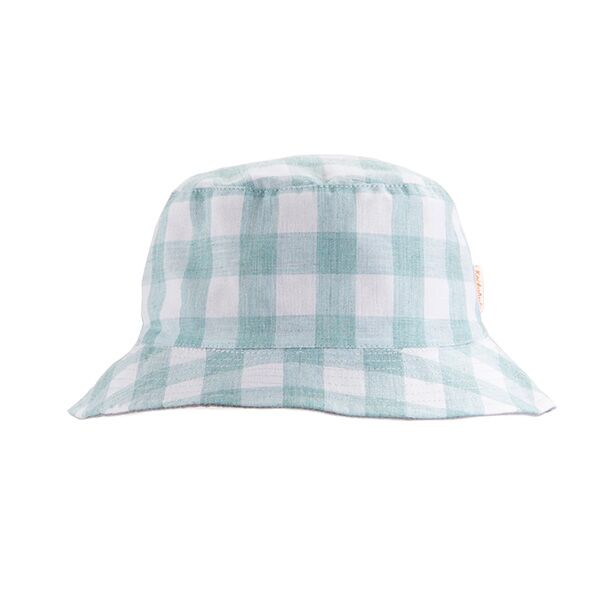 Wende-Sonnenhut "Retro Check" (grün-weiß / blau) – Bild 1