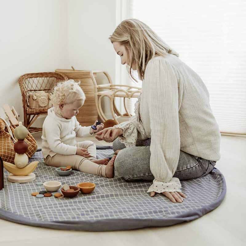 2 in 1 Toy Storage Bag "Grid Blue" – Bild 1