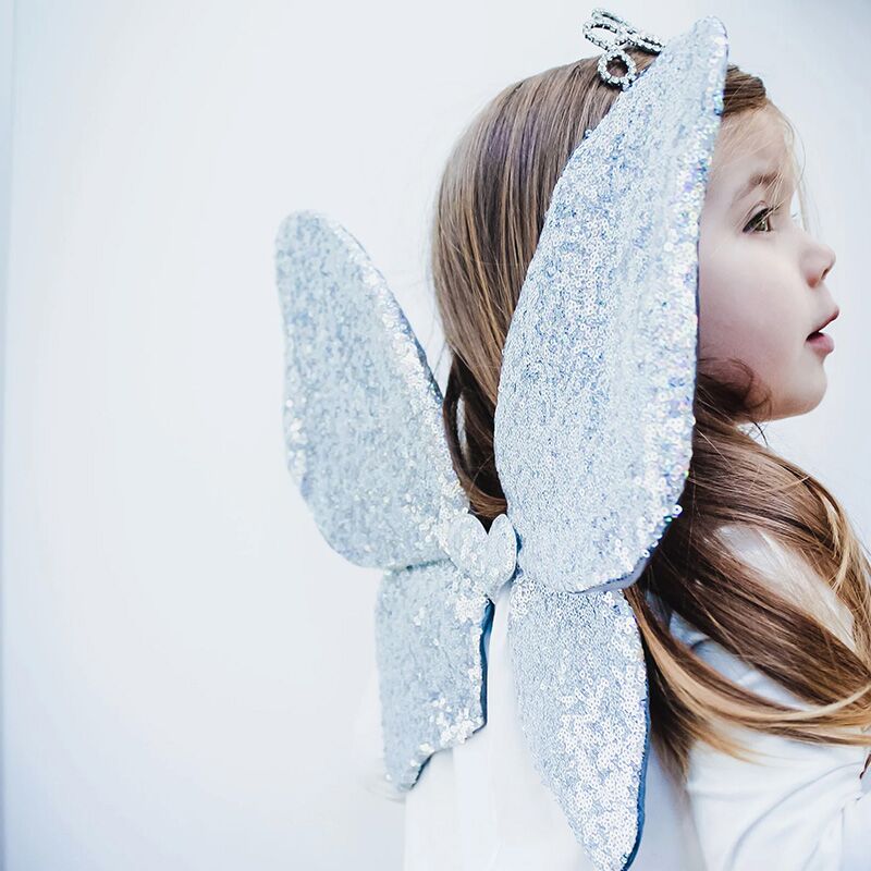 Glitzernde Pailletten-Flügel (silber) – Bild 1