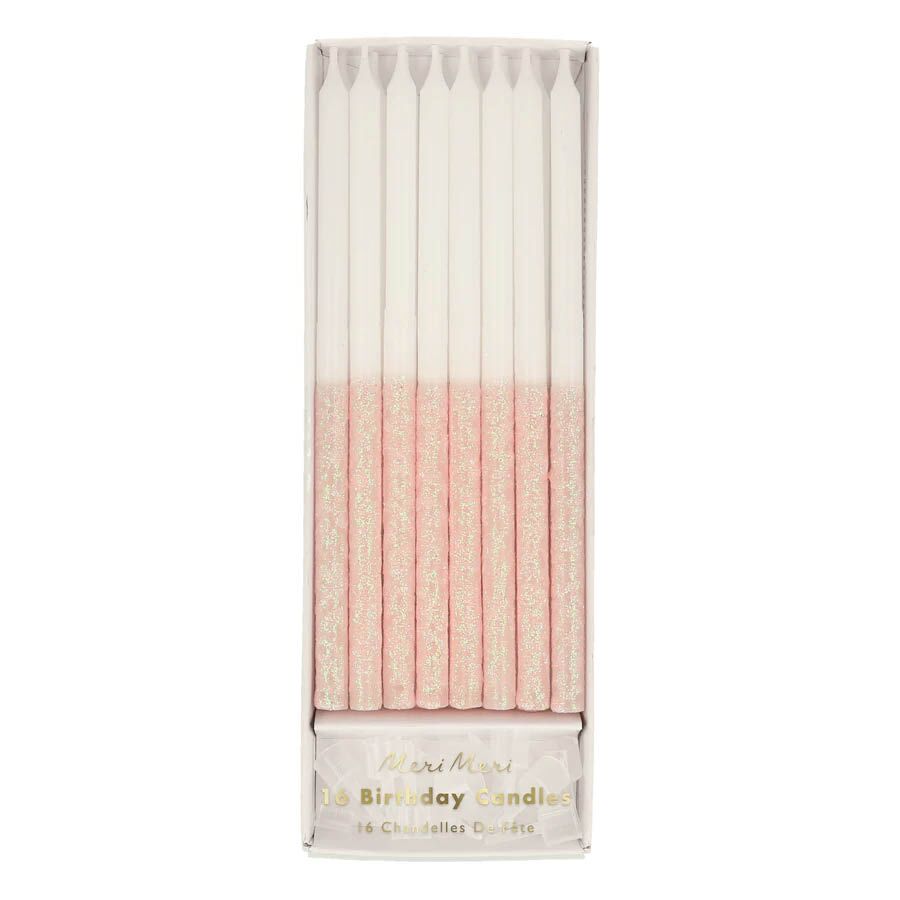 pale_pink_glitter_dipped_candles1 Gedippte zartrosa Glitzer-Kerzen von Meri Meri – Bild 1