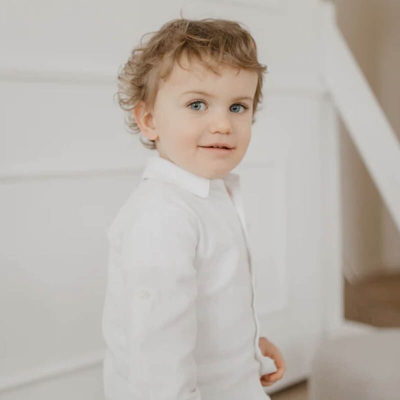 Flanellhemd mit durchgehender Knopfleiste (weiß) – Bild 1