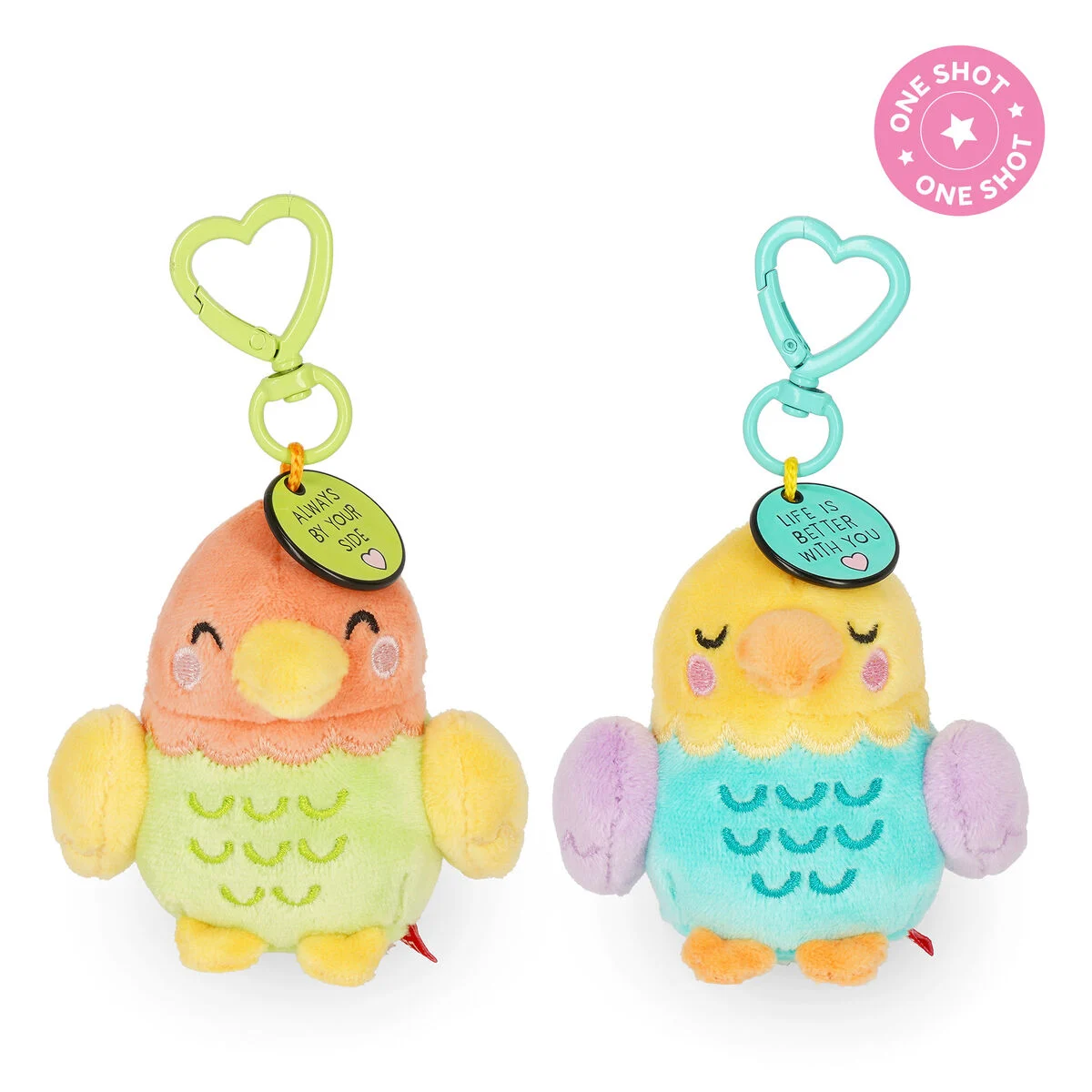 super_soft_tiny_lovebirds Schlüsselanhänger mit Plüschtieren "Super Soft!" Tiny, Love Birds (2er-Set) – Bild 1