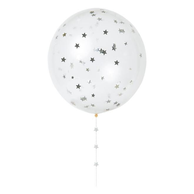 SilverStarConfettiBalloonKit1 Silber Konfetti Ballon-Kit von Meri Meri – Ansicht 2