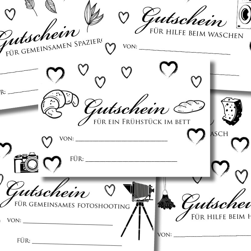 Gutscheine zum Basteln (Vorlagen zum Ausmalen) – Bild 1