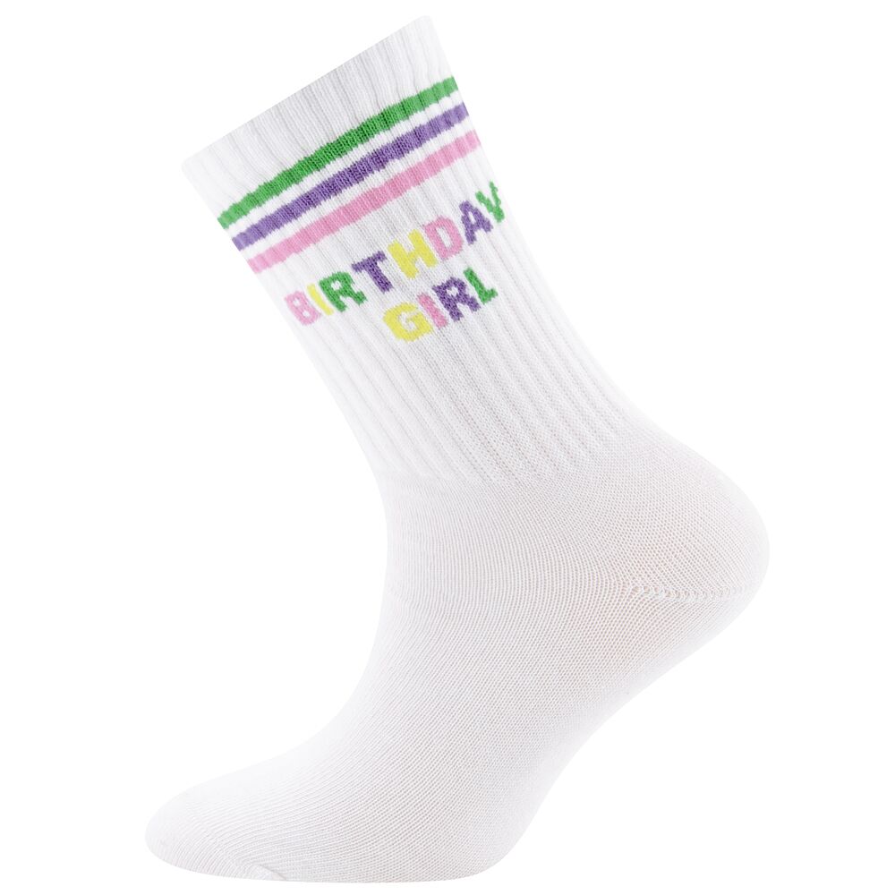 Tennissocken Kinder "Birthday Girl" (weiß) – Bild 1