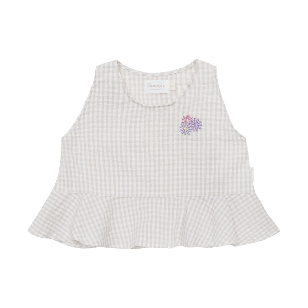 Frill Hem Gingham Top "Flowers" – Bild 1
