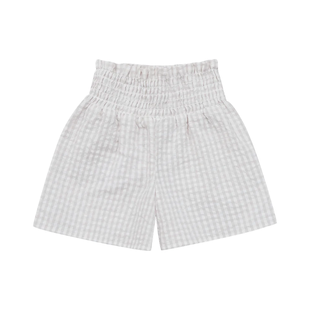 Smocked Gingham Shorts "Lavender" – Bild 1