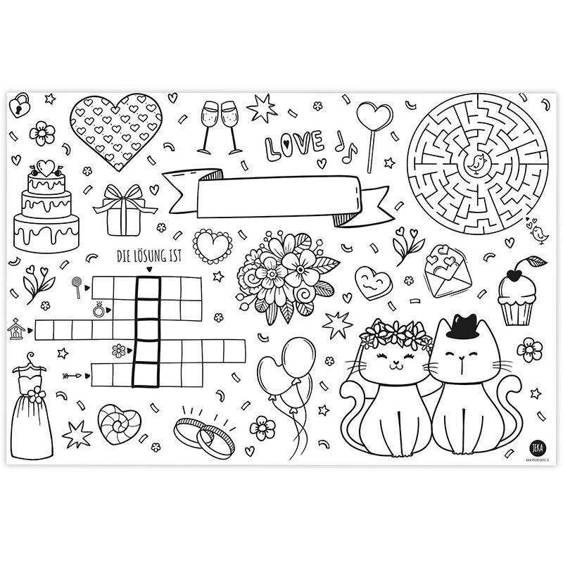Platzsets "Hochzeit" zum Ausmalen – Bild 1
