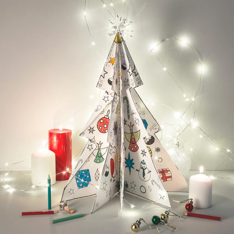 3D Weihnachtsbaum zum Ausmalen & Basteln – Bild 1