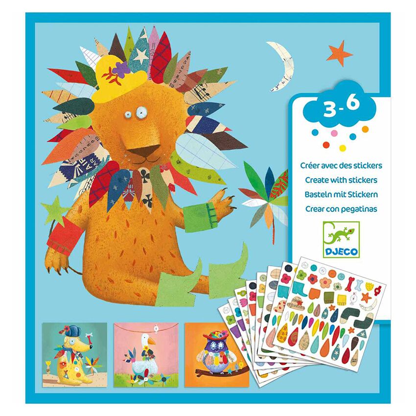 Stickerbilder "Tiere" mit Collage-Tasche – Bild 1