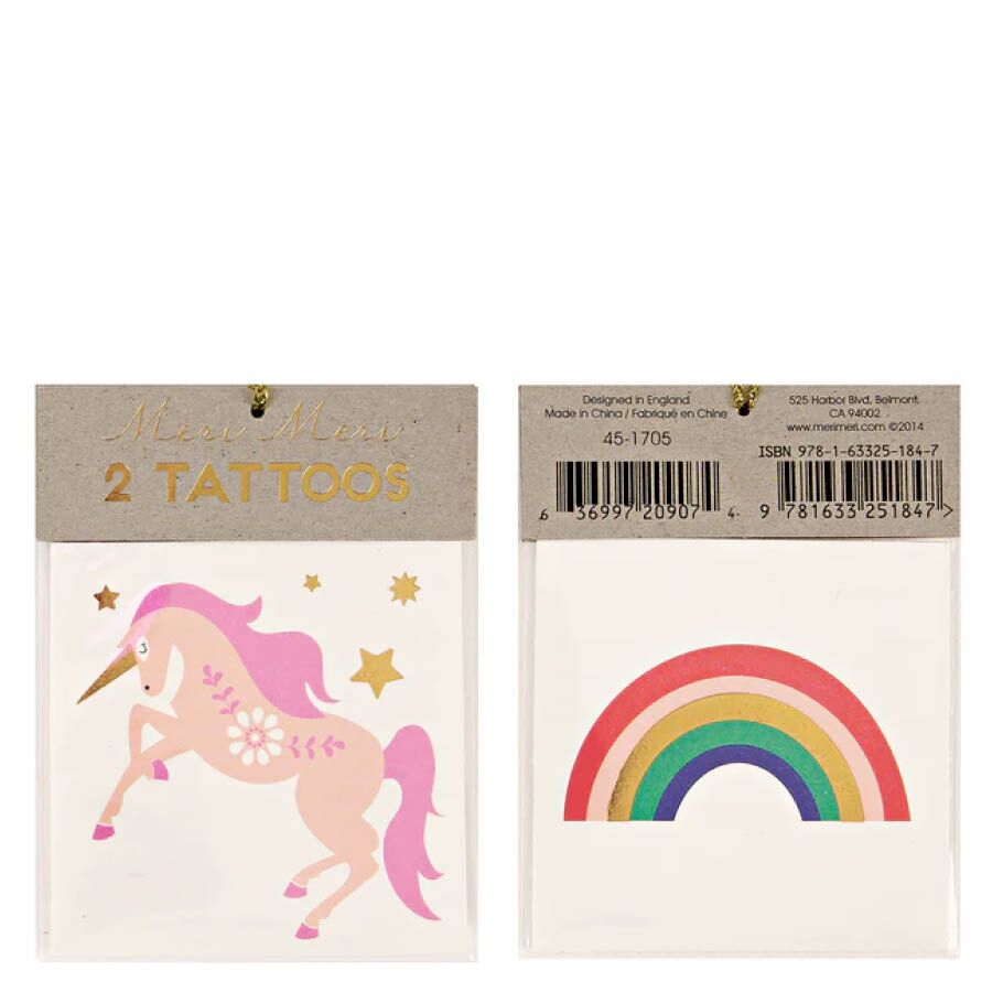 Tattoos "Einhorn & Regenbogen" (klein) von Meri Meri – Bild 1