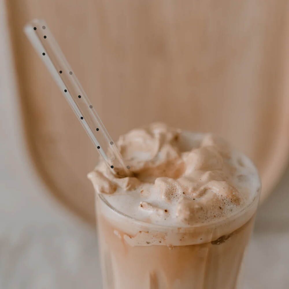 Glasstrohhalme Punkte1 Glasstrohhalme "Punkte" (4er-Set, schwarz, 20 cm) – Bild 1