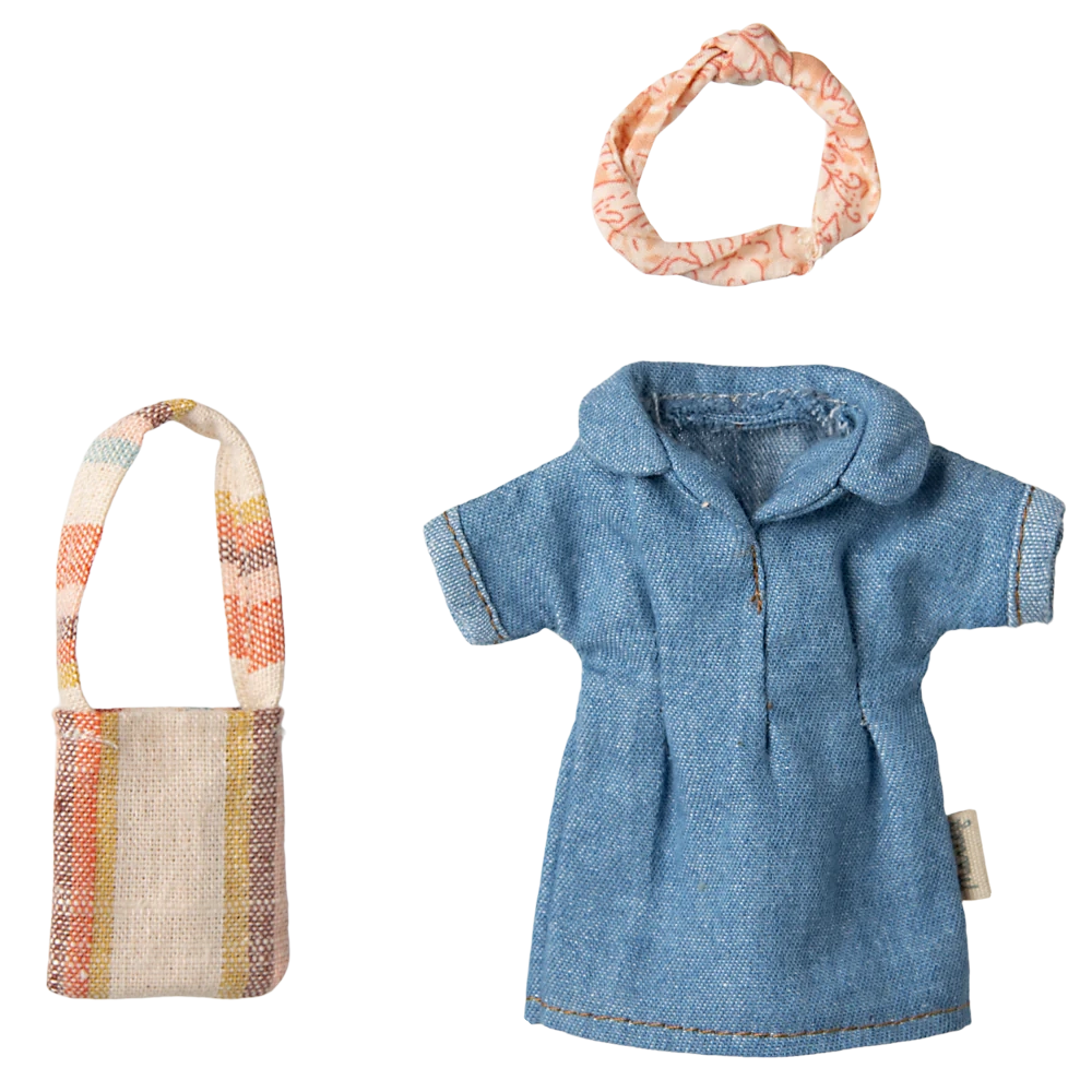 Jeanskleid und Tasche, Mama Maus – Bild 1