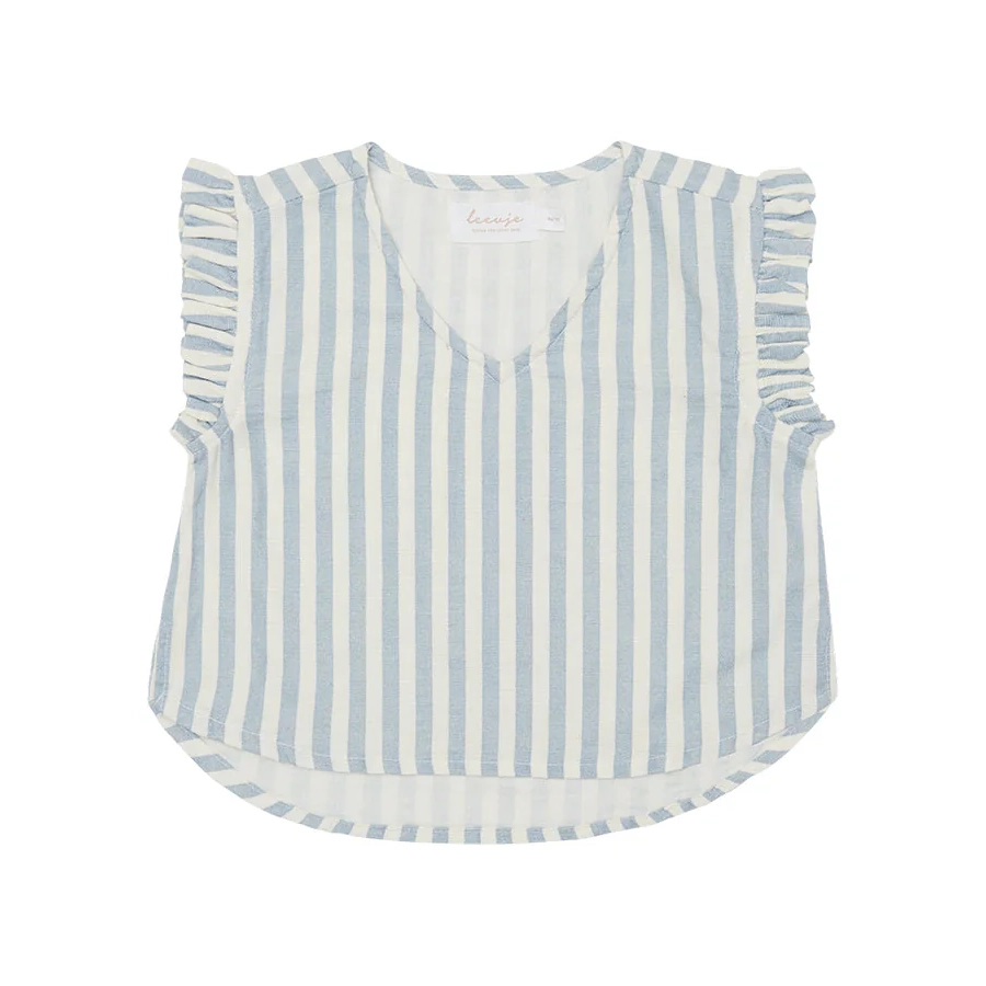 Gestreiftes Leinentop "Blue Stripes" – Bild 1