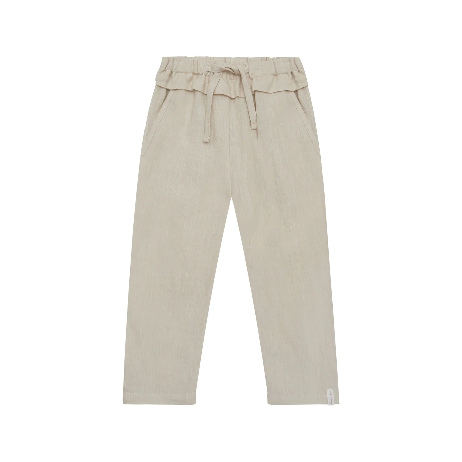 Leinenhose mit Rüschen und Schleife (Sand) – Bild 1